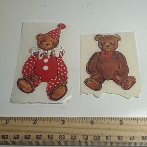 Vintage Gordon Fraser Teddy Bear Sticker Pair - clown 1980's